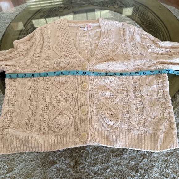 Hazel Moon Cable Knit Button Cardigan Sweater Women's Sz Small Cream Cottagecore - Picture 8 of 10